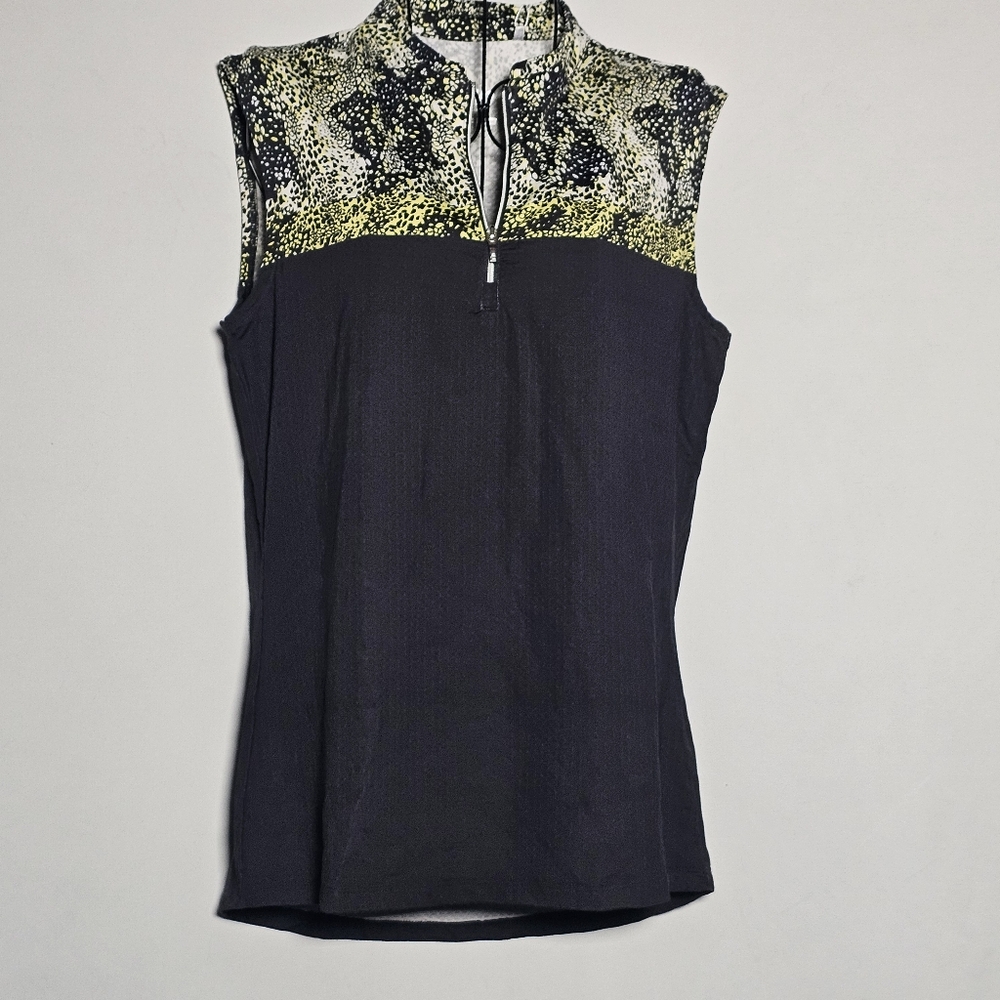 Women's Sleeveless Black and Yellow Top Nwt Size Medium